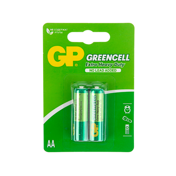 Батарейка GP GreenCell R6 AA BL2 Heavy Duty 1.5V (2/36/144)
