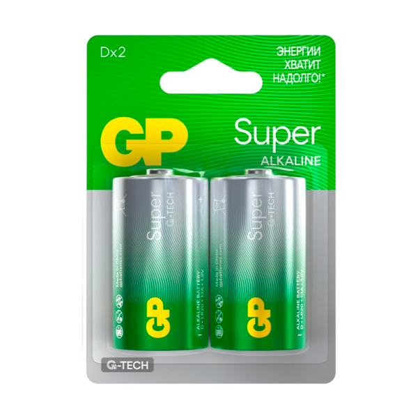 Батарейка GP Super G-Tech LR20 D BL2 Alkaline 1.5V (2/20/160)