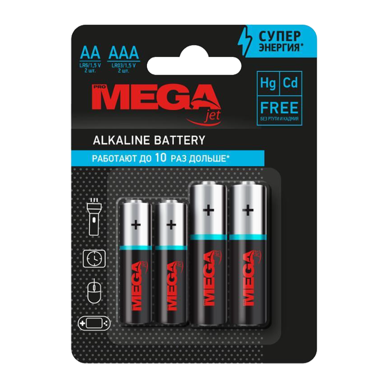 Батарейка Promega LR6 AA + LR03 AAA BL4 (2+2) Alkaline 1.5V (4/48/960/28800)