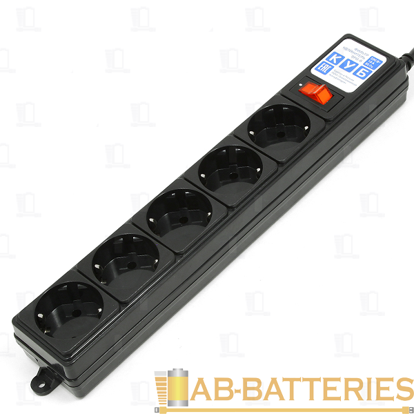 Сетевой фильтр Power Cube 5р.С/З 10A с выкл. 5.0м ПВС 3x0.75мм² черный (1/27)