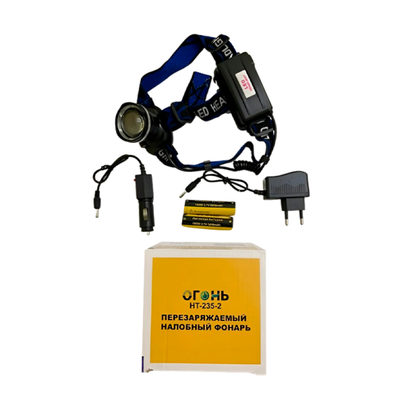 Фонарь налобный Без бренда HT-235-2 от аккумулятора 4 режима черный