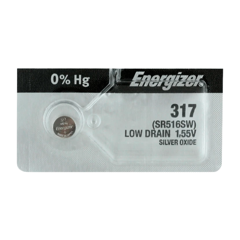 Батарейка Energizer 317 (SR516SW) BL1 Silver Oxide 1.5V 0%Hg (1/10/100/1000)