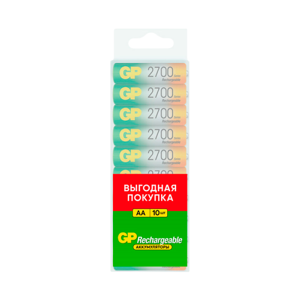 Аккумулятор бытовой GP HR6 AA BL10 NI-MH 2700mAh в пластиковой упаковке (10/200)