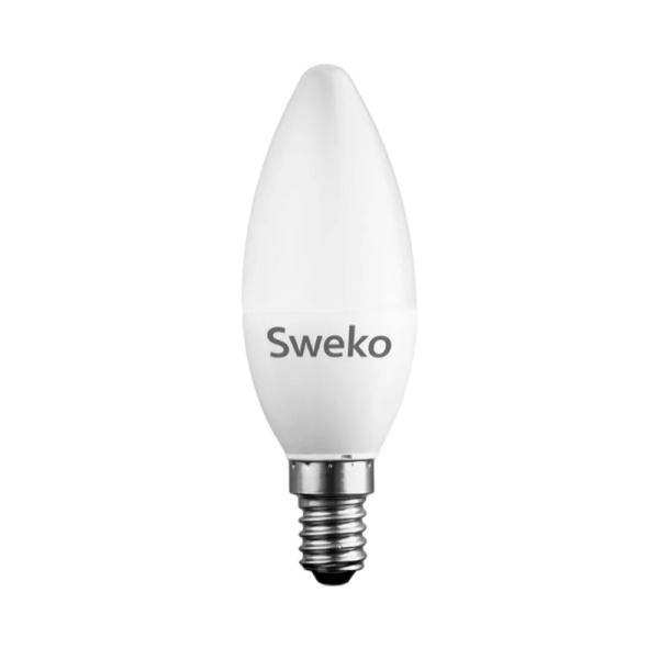 Лампа светодиодная Sweko C35 E14 5W 3000К 230V свеча (1/5/100)