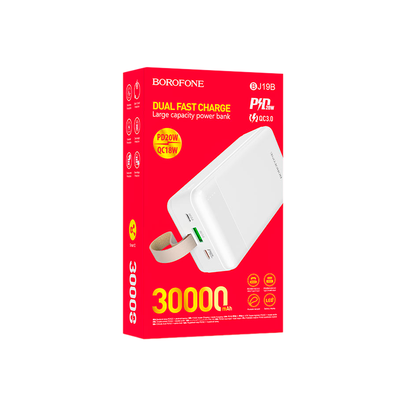 Внешний аккумулятор Borofone BJ19B 30000mAh 20W 1USB/Type-C PD3.0 белый (1/19)