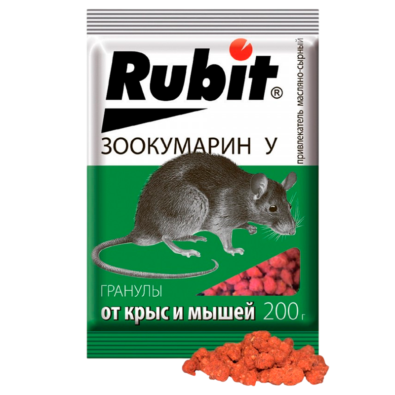 Гранулы Рубит Зоокумарин+ сыр 200 гр 35 шт./кор Летто