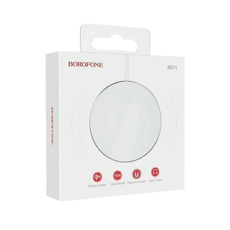 Беспроводное З/У Borofone BQ11 2.0A 15W MagSafe с кабелем Type-C серебряный (1/31/186)