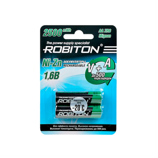 Аккумулятор ROBITON 2500NZAA-2 Ni-Zn AA 2500мВтч, 1500мАч BL2