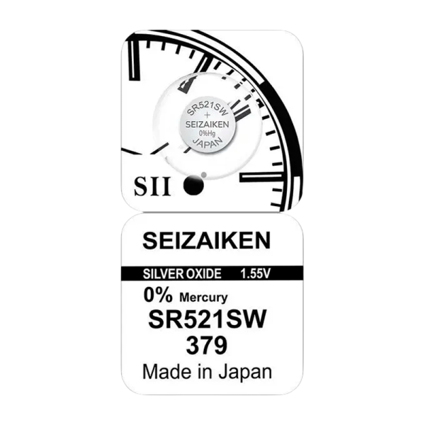 Батарейка SEIZAIKEN 379 (SR521SW) Silver Oxide 1.55V (1/10/100/1000)