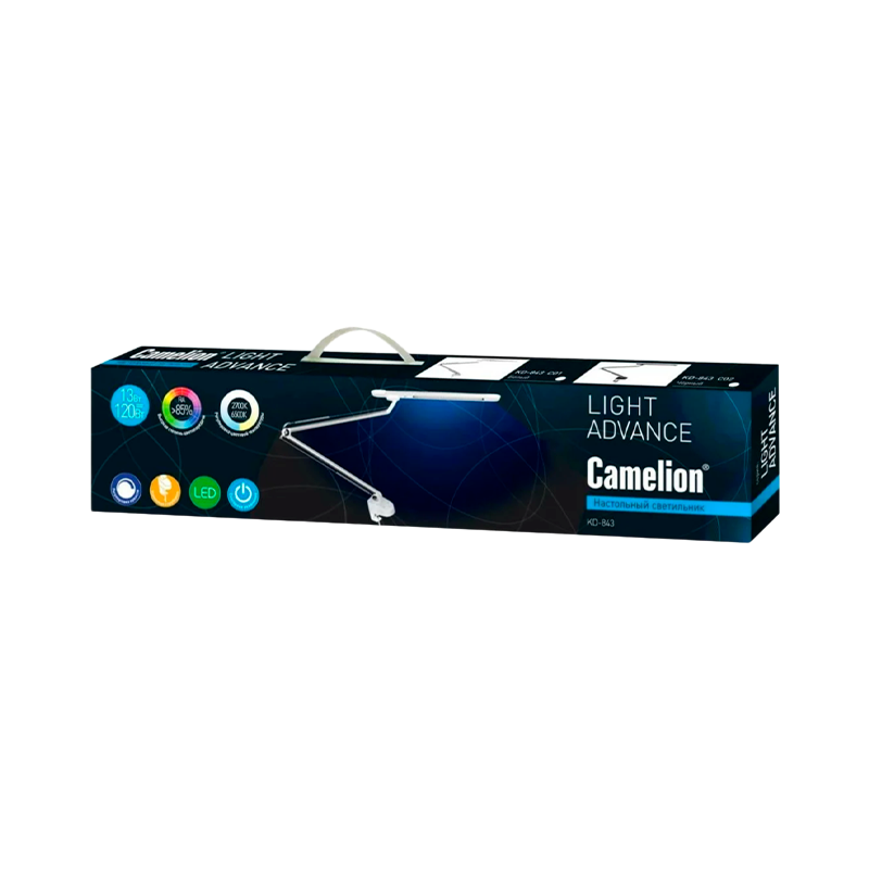 Светильник настольный Camelion KD-843 13W 230V 1LED струбцина сенс. рег.ярк./цвета черный (1/8)