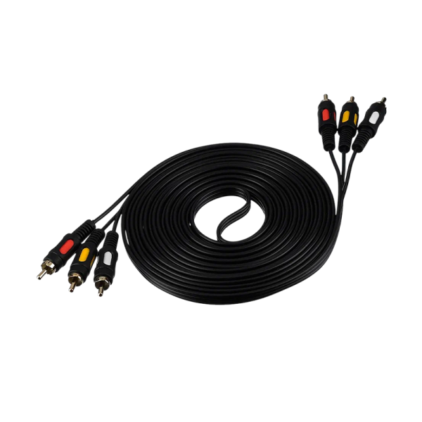 Кабель GoPower 3xRCA (m)-3xRCA (m) 5.0м ПВХ черный Premium Zip-Lock c подвесом (1/50)