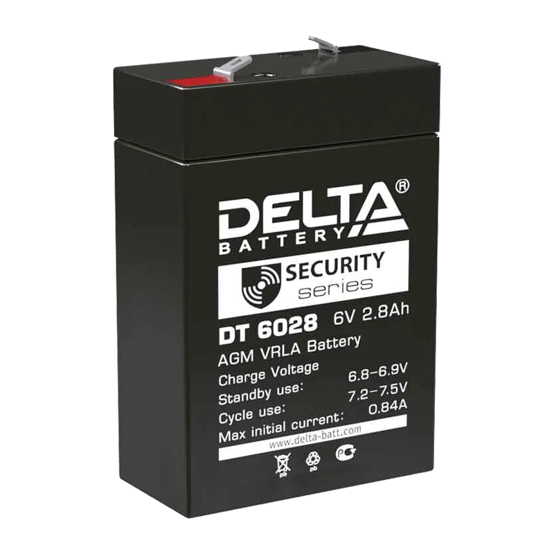 Аккумулятор свинцово-кислотный Delta DT 6028 6V 2.8Ah (1/20)