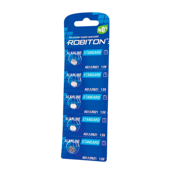 Батарейка ROBITON STANDARD R-AG1-0-BL5 (0% Hg) AG1 LR621 364 164 LR60 BL5&nbsp;&nbsp;5/100