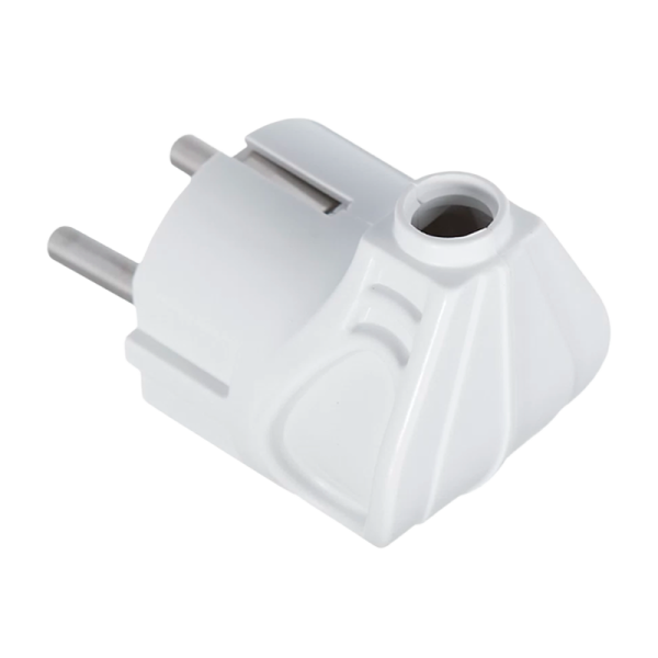 Вилка электрическая Makel С/З угловая белый 10027 (1/125)