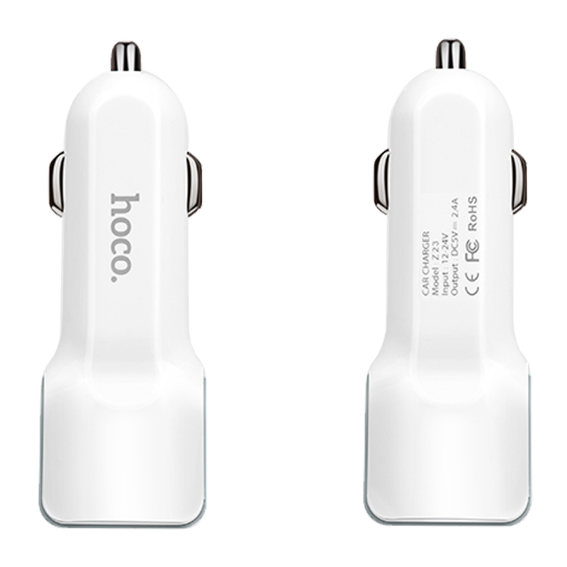 Автомобильное З/У HOCO Z23 2USB 2.4A белый (1/28/280)