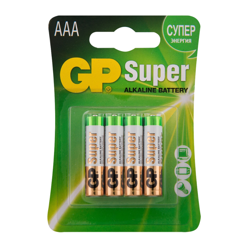 Батарейка GP Super LR03 AAA BL4 Alkaline 1.5V (4/40/160/320) R