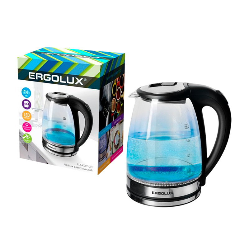 Электрочайник Ergolux ELX-KG07-C72 1700W 2.0л черный