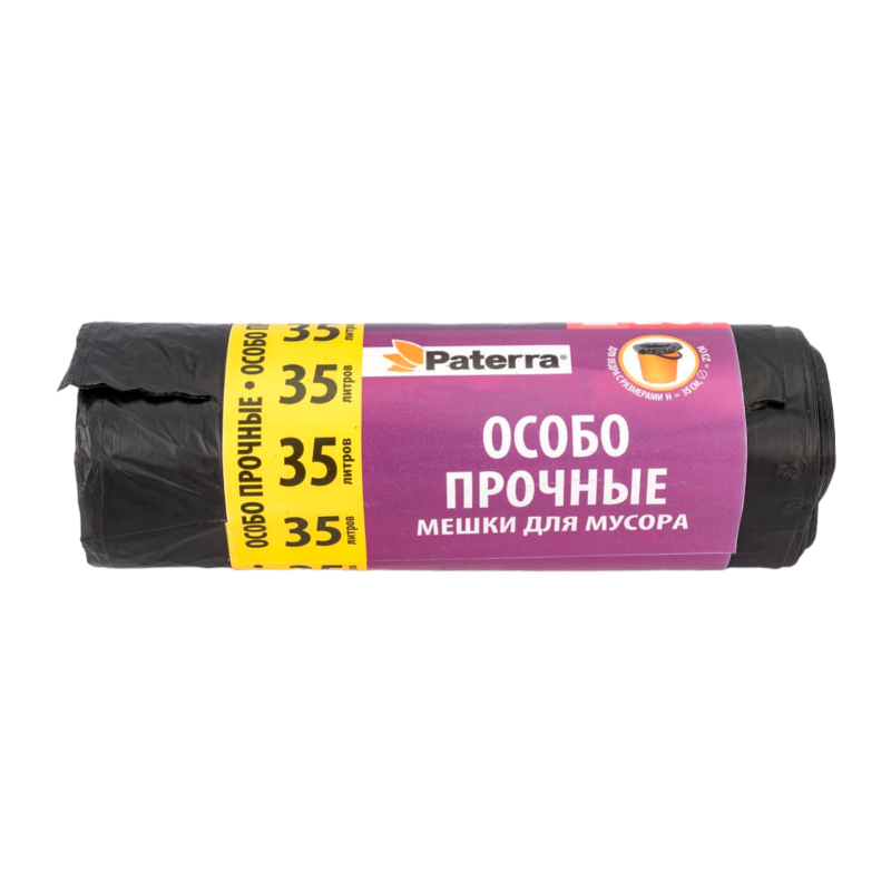Мешок для мусора, "ОСОБО ПРОЧНЫЕ", 35 л, 10 мкм, 20 шт. в рулоне, PATERRA (1/48)