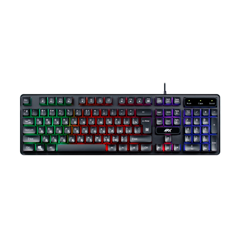 Клавиатура проводная Defender GK-196L Arx игровая USB 1.5м черный (1/10)
