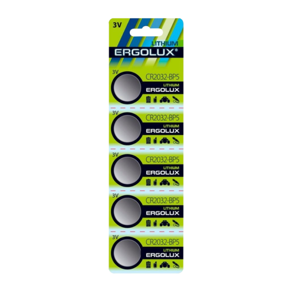 Батарейка Ergolux CR2032 BL5 Lithium 3V (5/100/2000)
