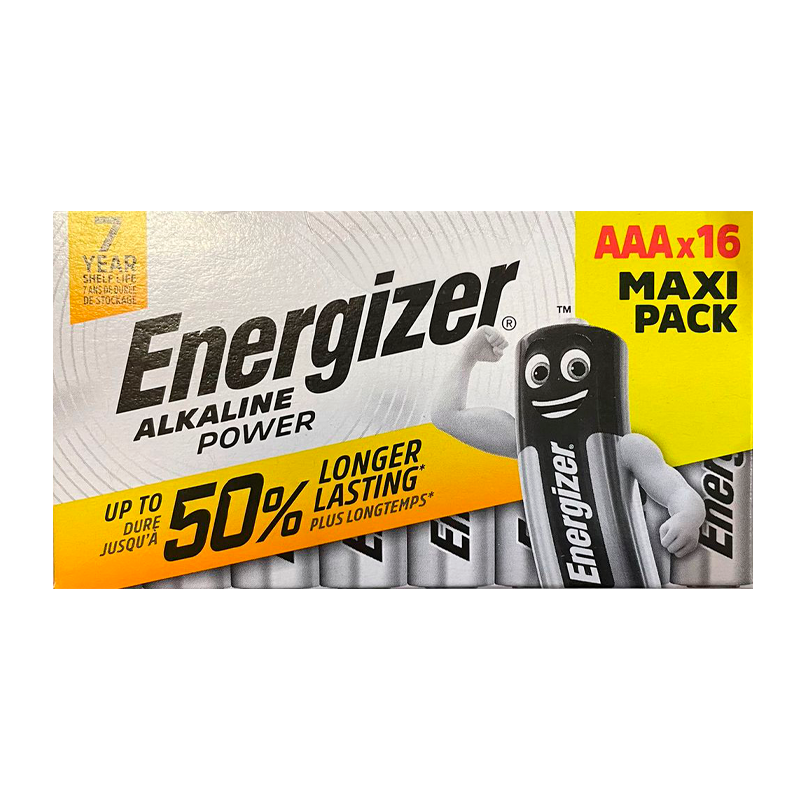 Батарейка Energizer Alkaline power LR03 AAA BOX16 Alkaline 1.5V (16/192/9216/64512)