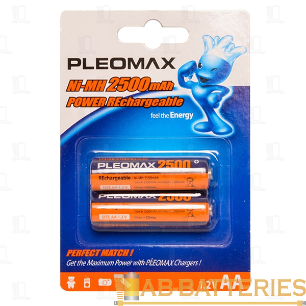 Аккумулятор бытовой Pleomax HR6 AA BL2 NI-MH 2500mAh (2/16/432/10368)