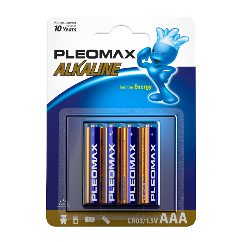 Батарейка Pleomax LR03 AAA BL4 Alkaline 1.5V (4/40/400/32000)