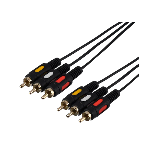 Кабель GoPower 3xRCA (m)-3xRCA (m) 3.0м ПВХ черный Premium Zip-Lock c подвесом (1/100)