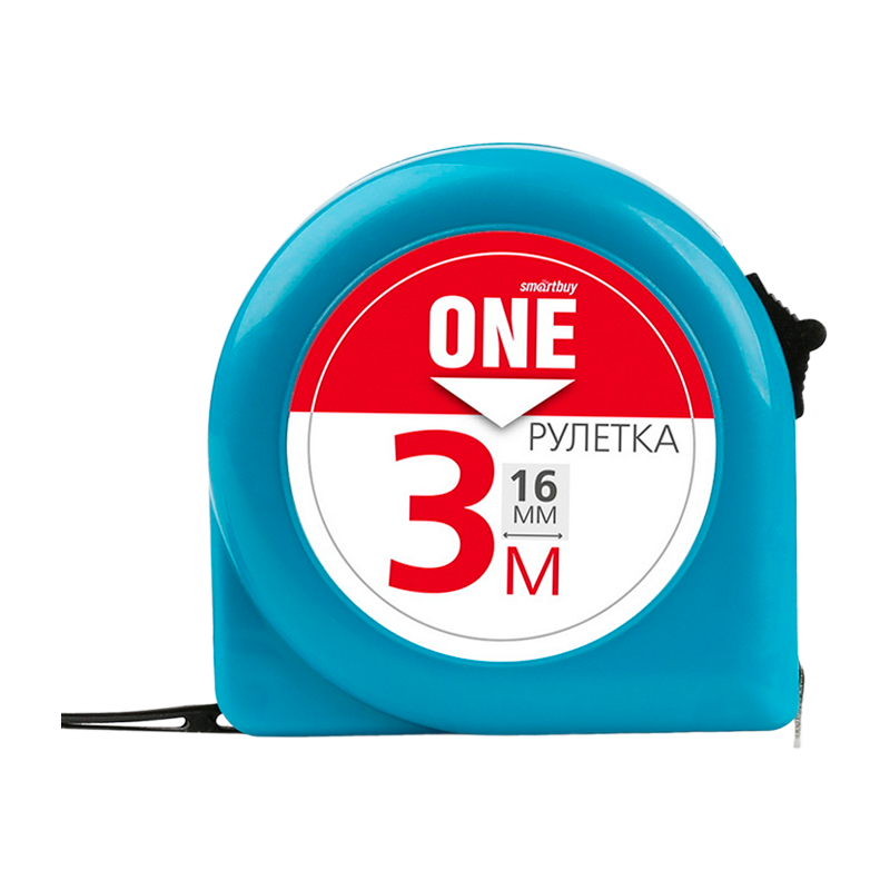 Рулетка измерительная Smartbuy ONE Tools 3м*16мм пластик фиксатор голубой (1/96)