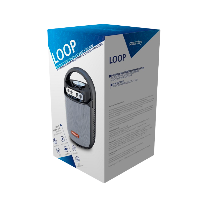 Портативная колонка Smartbuy LOOP bluetooth 5.0 SD FM черный (1/50)