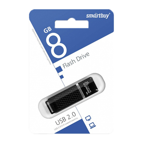 Флеш-накопитель Smartbuy Quartz 8GB USB2.0 пластик черный