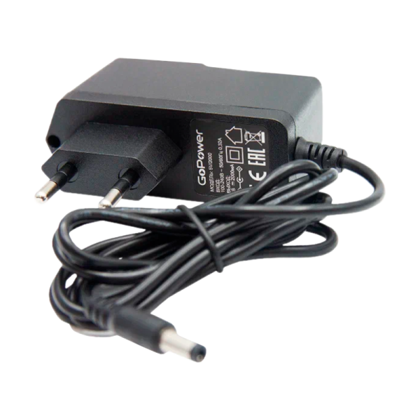 Блок питания GoPower 1.0A 12V 5,5x2,5/12мм импульсный (1/100)