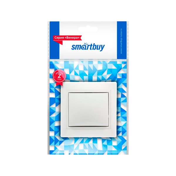 Выключатель Smartbuy 1-клавишный 10А белый, керамика "Венера"