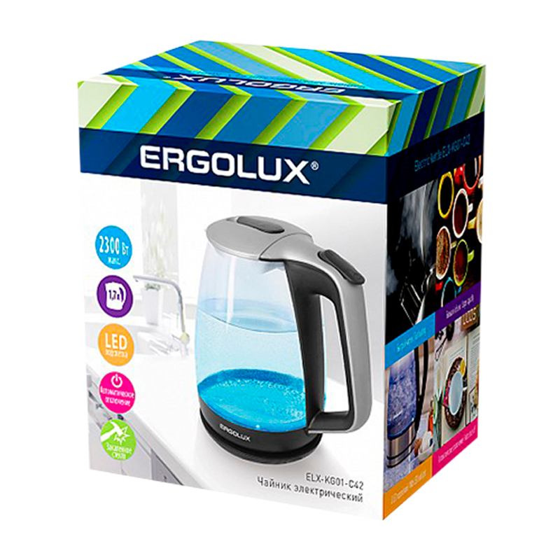 Электрочайник Ergolux ELX-KG01-C42 2300W 1.7л черный (1/6)