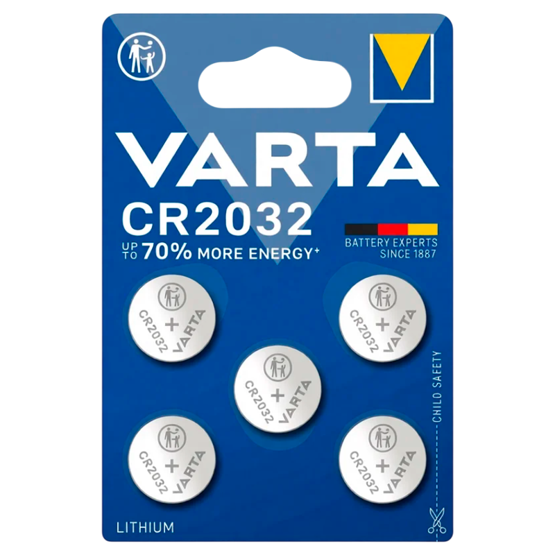 Батарейка Varta ELECTRONICS CR2032 BL5 Lithium 3V (6032) (5/50/500)
