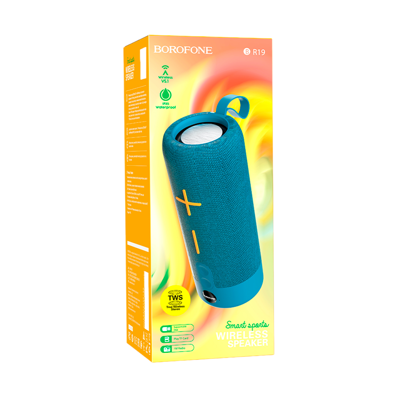 Портативная колонка Borofone BR19 bluetooth 5.1 microSD бирюзовый (1/50)