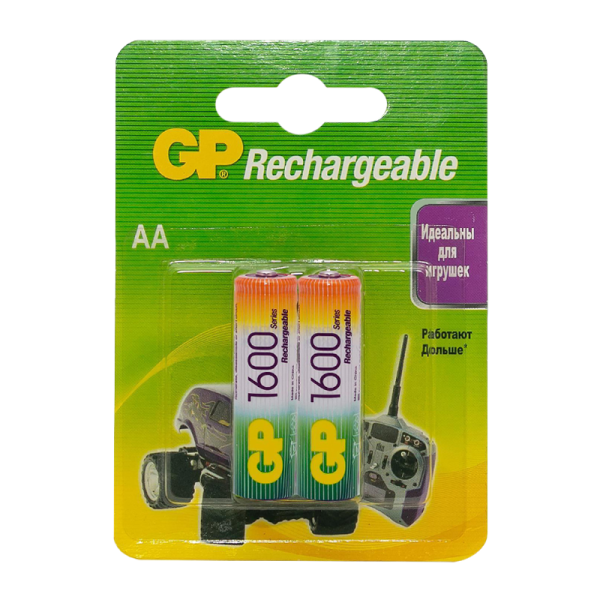Аккумулятор бытовой GP HR6 AA BL2 NI-MH 1600mAh в бумажной упаковке (2/20/160)