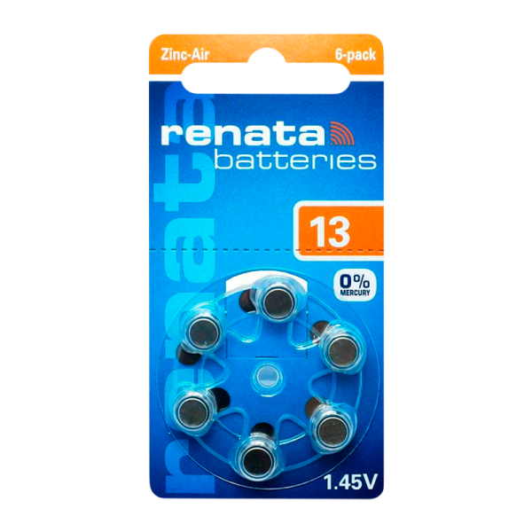 Батарейка Renata ZA13 BL6 Zinc Air 1.45V (6/60/300/3000)