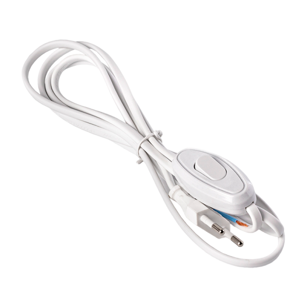 Шнур с плоской вилкой и проходным выключателем Smartbuy, 1,7 метра белый ШВВП 2х0,75 (SBE-06-P05-w)