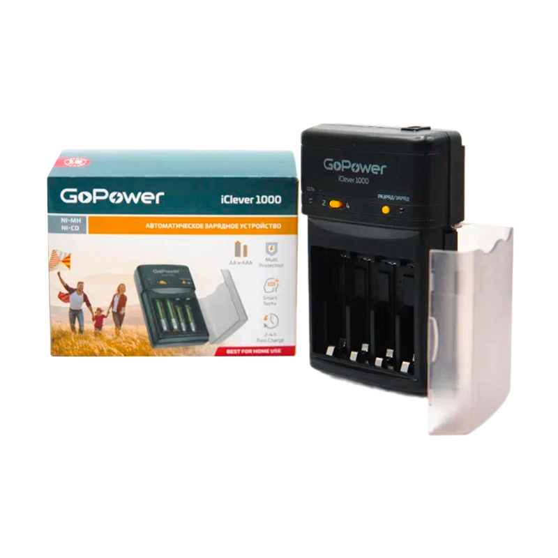 З/У для аккумуляторов GoPower iClever1000 Ni-MH/Ni-Cd 4 слота (1/15/30)