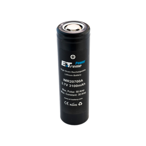 Аккумулятор ET IMR20700A Deluxe Pack 2 высокая токоотдача, 30/50А, 3100mAh, Li-Ion (2/100)