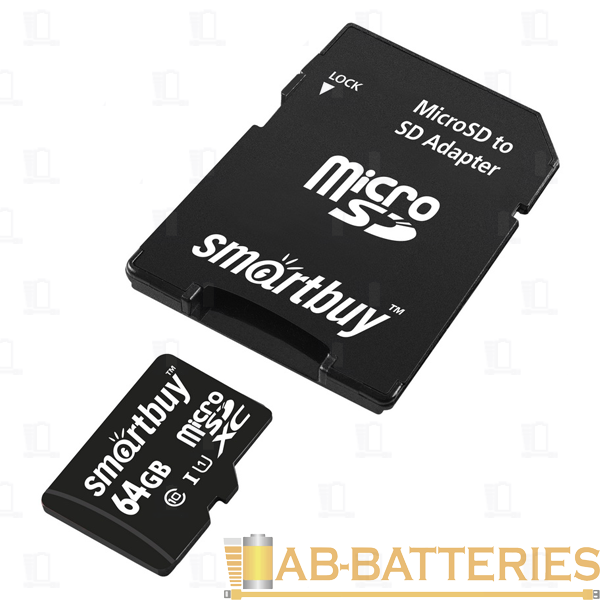 Карта памяти microSD Smartbuy COMPACT 64GB Class10 UHS-I (U1) 10 МБ/сек с адаптером