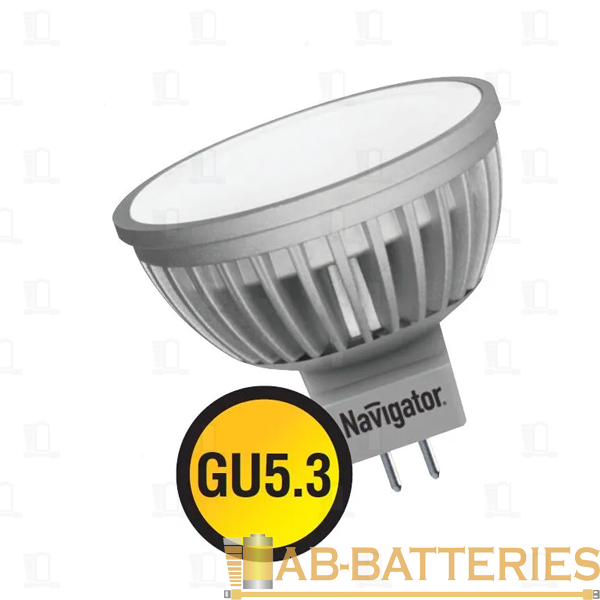 Лампа светодиодная Navigator MR16 GU5.3 5W 3000К 12V софит прозрачная (1/10/200)