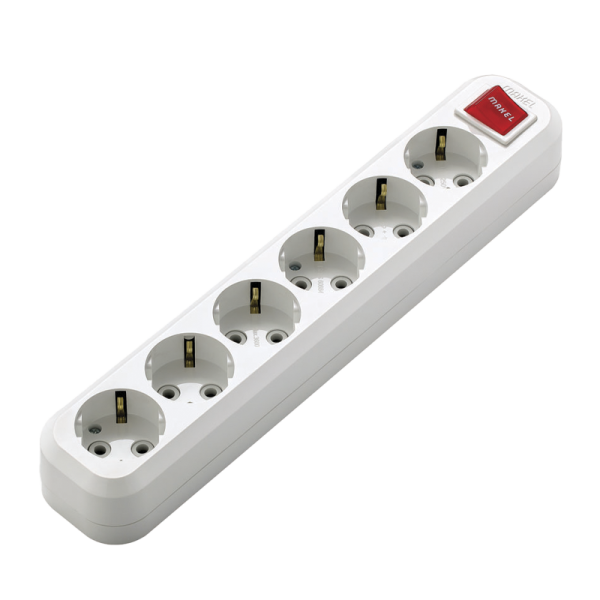 Колодка Makel 6р.С/З с выкл. белый MGP231 (1/12)