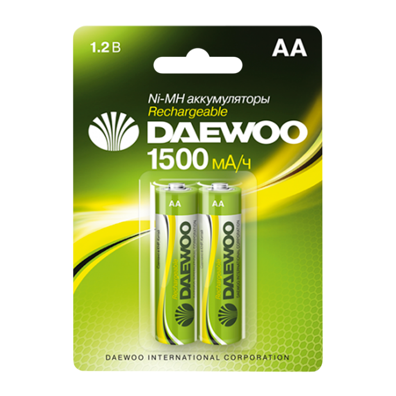 Аккумулятор бытовой Daewoo HR6 AA BL2 NI-MH 1500mAh (2/20/100)