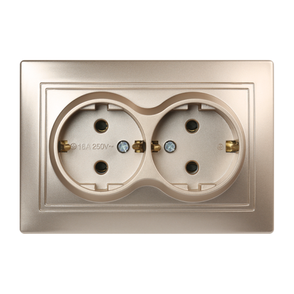 Розетка Smartbuy 2-местная с заземлением 16А шампань, "Венера"