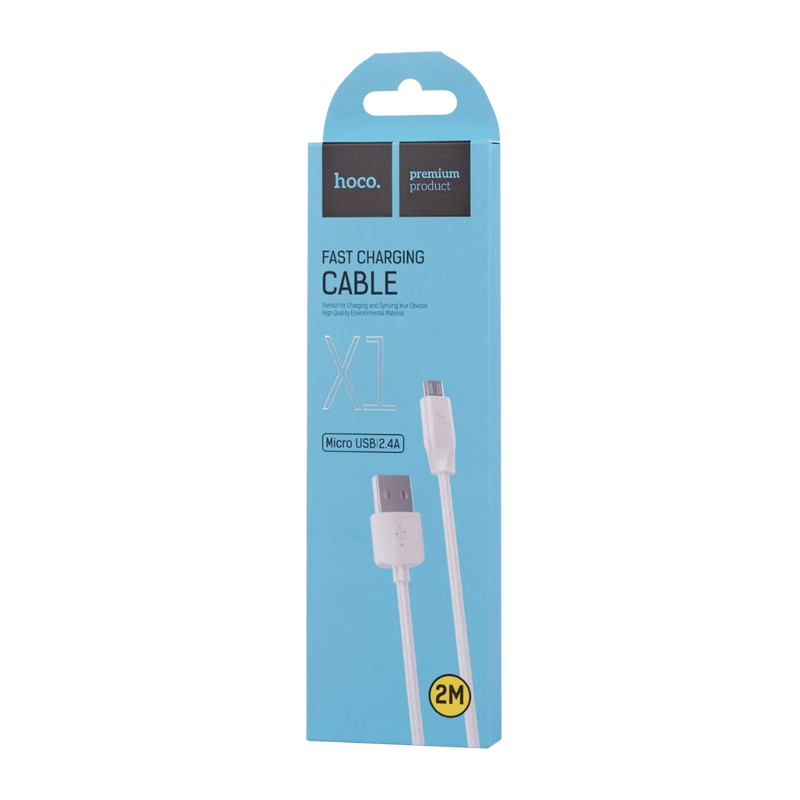 Кабель HOCO X1 USB (m)-microUSB (m) 2.0м 2.4A ПВХ белый (1/30/300)