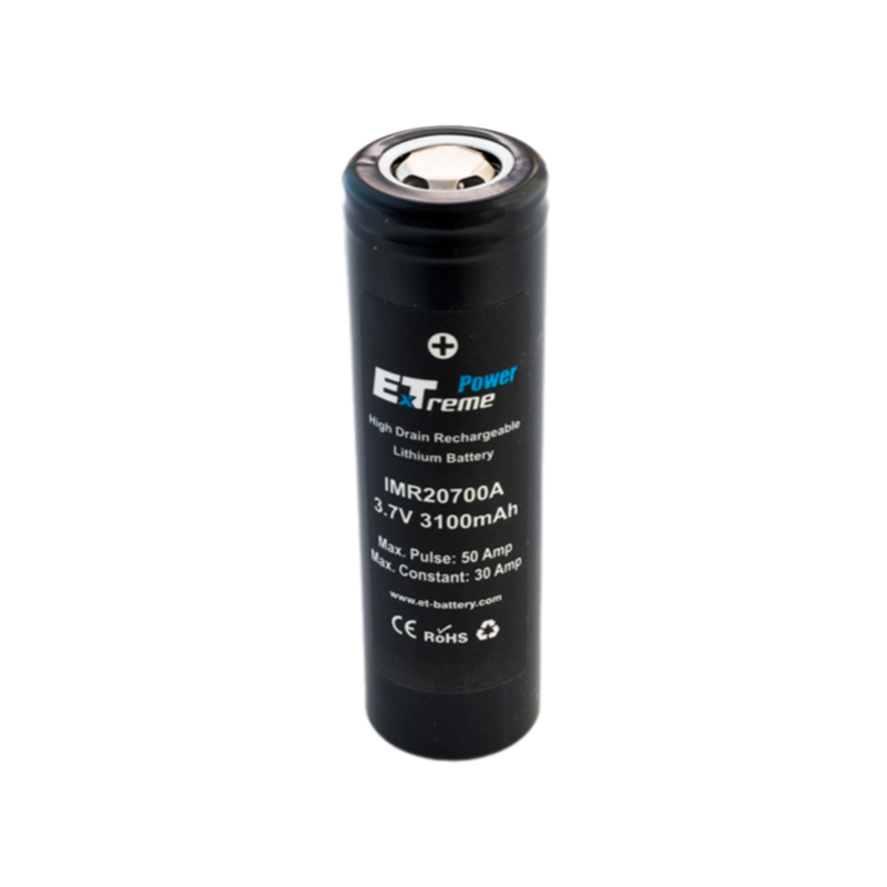 Аккумулятор ET IMR20700A Deluxe Pack 2 высокая токоотдача, 30/50А, 3100mAh, Li-Ion (2/100)