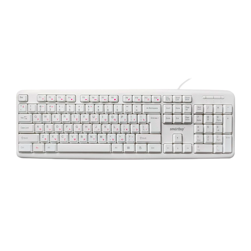 Клавиатура проводная Smartbuy 210 ONE классическая USB 1.5м мультимед. белый (1/20)