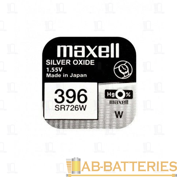 Батарейка Maxell 396 (SR726W) BL1 Silver Oxide 1.55V 0%Hg (1/10/100)